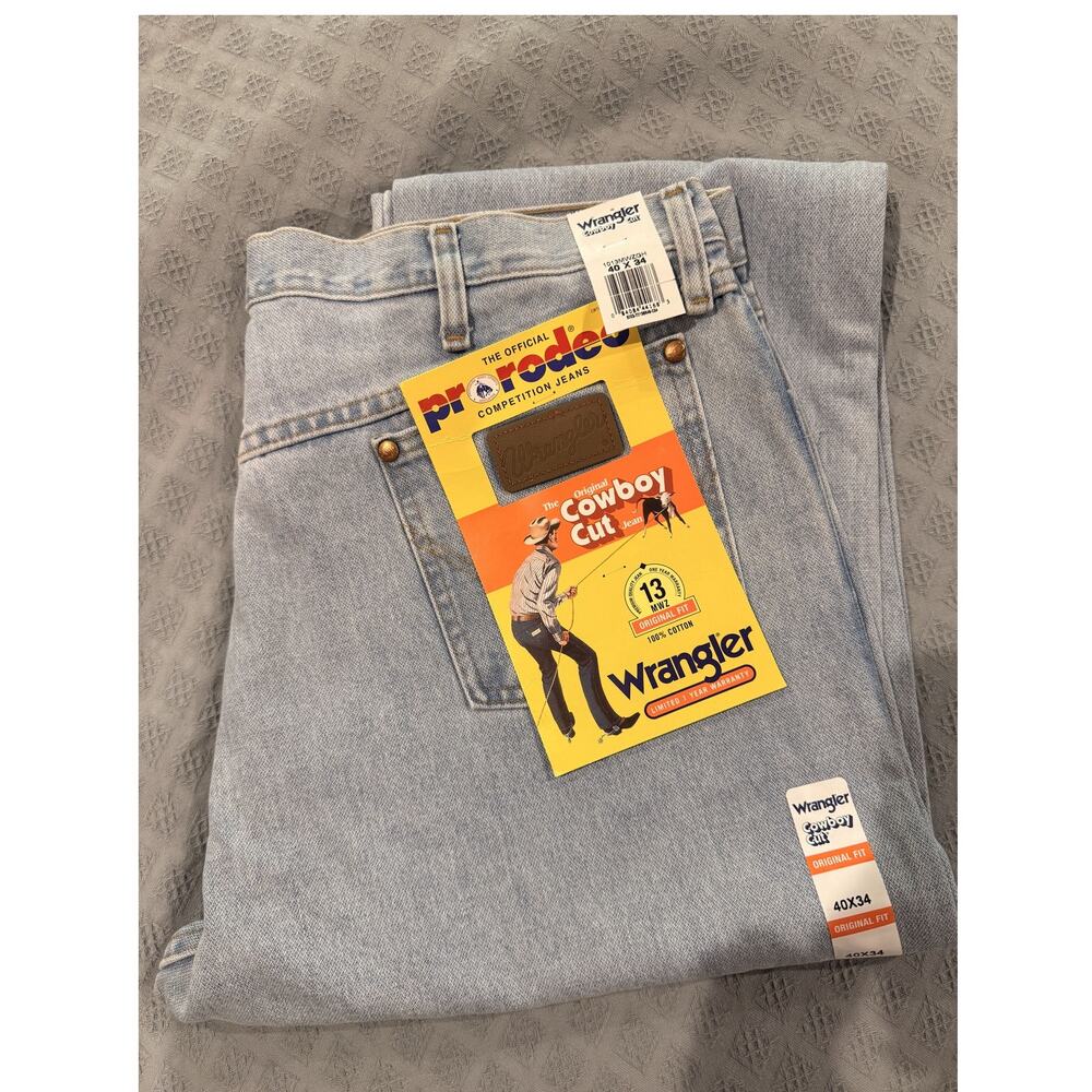 New! Wrangler Men's 1013MWZGH Cowboy Cut Bleach Denim Jeans Size 40/34